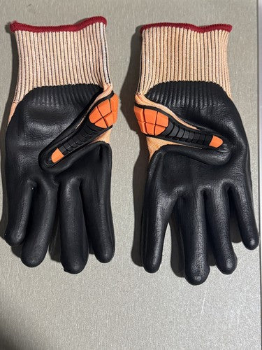 13G GOLDSILK & FOAM GLOVES W/ IMPACT PROTECTION SZ-S 3 PAIR ORANGE & BLACK