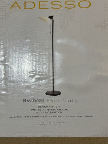 Adesso Swivel Floor Lamp Black Plastic Shade, Smart Outlet Compatible 1