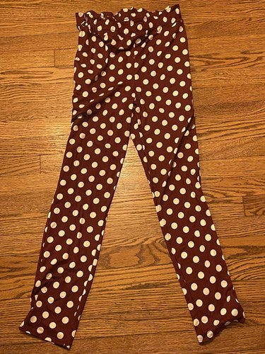 New Star Vixen Women's Petite Medium Polka Dots Casual Pants Magenta W/white