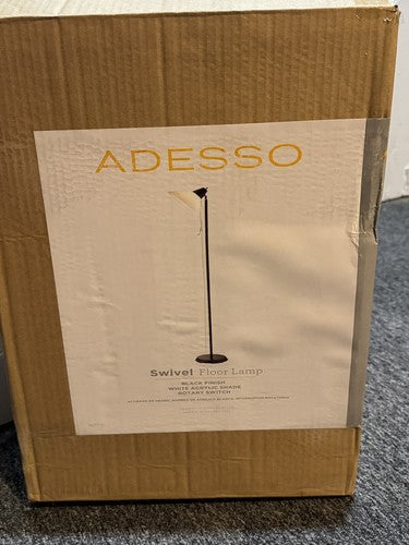 New Adesso Swivel Floor Lamp Black Plastic Shade, Smart Outlet Compatible 1 Bulb