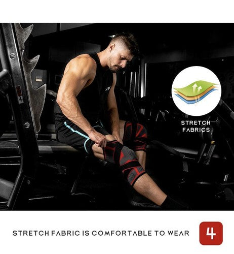 Knee Sleeve With Strap Compression Brace Support Gym Joint Pain Arthritis Relief