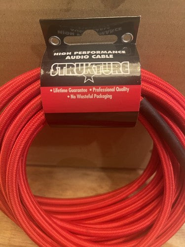 Strukture SC186RD Woven Guitar & Instrument Cable, 18.6' Ft, Red
