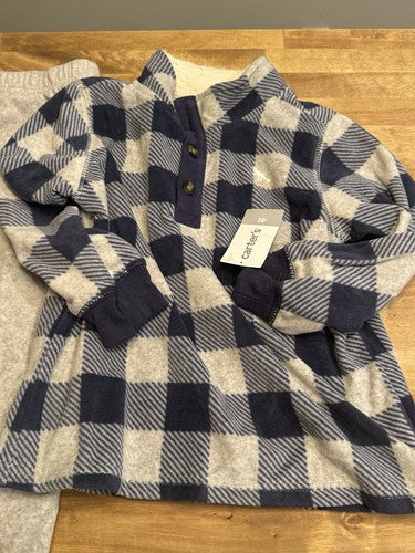 BRAND NEW CARTERS CORE 2 Pc SET TODDLER SQUARE DESIGN FLEECE W/ PANTS 4t