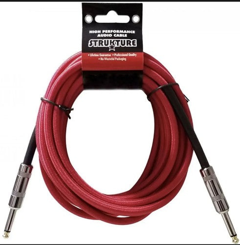 Strukture SC186RD Woven Guitar & Instrument Cable, 18.6' Ft, Red