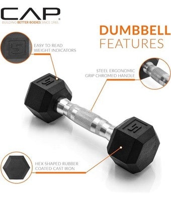 CAP Barbell Coated Dumbbell Weight Pair 5 lbs