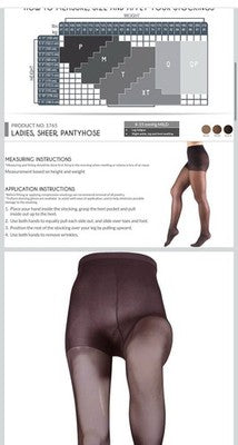 Truform Sheer Compression Pantyhose, 8-15 mmHg, Women's Shaping Tights Black