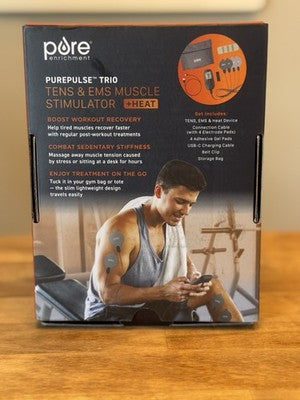 Brand New Pure Enrichment PurePulse Trio TENS EMS + Heat Stimulator PETNEMHT