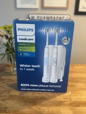 Philips Sonicare Optimal Clean Rechargeable Electric Toothbrush 2PK HX6829/75