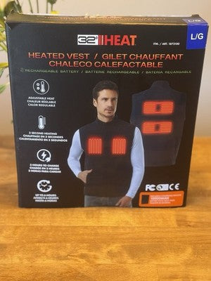 New Chaleco 32 Degrees Heat Rechargeable Heated Vest Size L/G Battery Pack