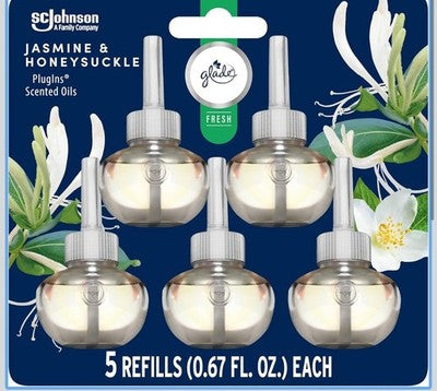 Glade PlugIns Refills Air Freshener, Jasmine & Honeysuckle, Scented and Blue