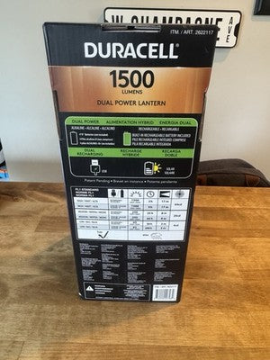 Duracell 1500 Lumen Hybrid LED Lantern Solar USB Rechargeable Camping Light New