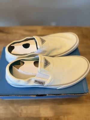 Columbia SlackWater Breeze Boat Shoes Womens 9 White Mesh Slip On PFG Fishing