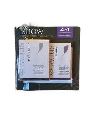 SNOW Dissolving Teeth Whitening Strips 4-in-1 Kit Extra Strength + Purple NEW