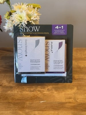 SNOW Dissolving Teeth Whitening Strips 4-in-1 Kit Extra Strength + Purple NEW