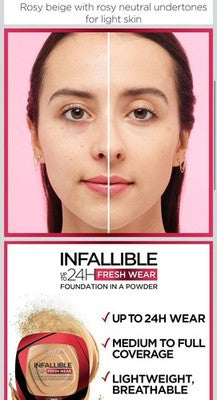 L'Oreal Infallible 24H Fresh Wear Foundation In A Powder 125 Ivory Buff 0.31oz