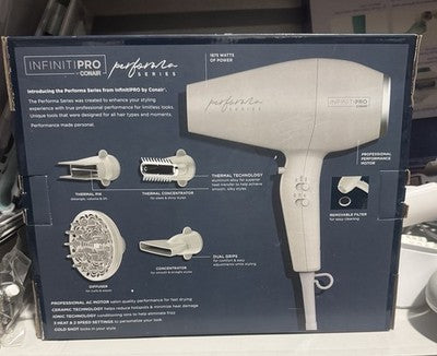 InfinitiPRO by Conair Performa Series Ionic Ceramic Hair Dryer 1875W Cream NIB