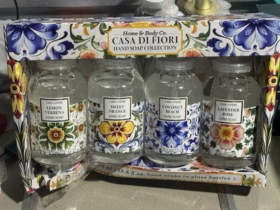 Home Body Co Casa Di Fiori Liquid Hand Soap Collection Glass Bottles 19.5oz 4 Pk