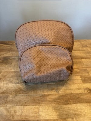 Glo Tech Cosmetic Bag Duo Brown Woven Makeup Case Set MISSING LED MIRROR NEW