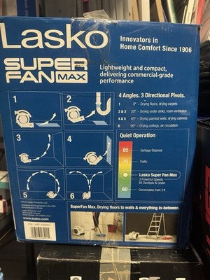 Multi-Purpose Compact Air Mover Fan, Portable, 3 Speed, Lasko Super Fan Max NEW