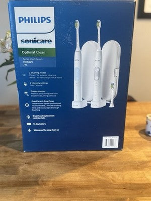 Philips Sonicare Optimal Clean Rechargeable Electric Toothbrush 2PK HX6829/75