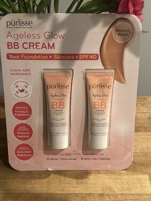 Purlisse Ageless Glow Serum BB Cream SPF 40 - Medium Warm 2 Pack 1.4 Fl Oz Each