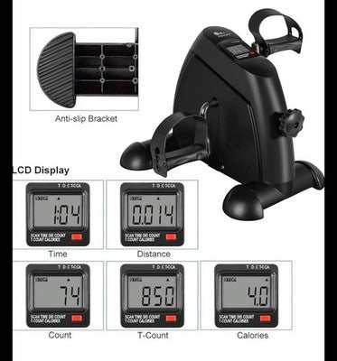 Mini Exercise Bike, Himaly Under Desk Bike Pedal Exerciser w/ LCD Display (Read)