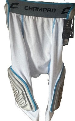 ⁠Champro Bull Rush Football Girdle Compression Shorts Padded White Youth S NWT⁠