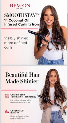 REVLON Smoothstay 1 Inch Curling Iron Coconut Oil Infused Curling Wand