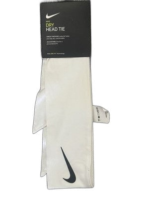 Nike Dri-FIT Dry Head Tie White Adjustable Sweat-Wicking Headband NWT
