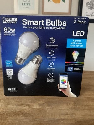 Feit Electric 60W LED Smart Bulbs 2-Pack Color Changing WiFi Dimmable