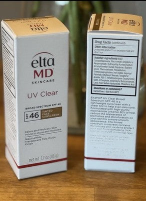 2Pcs Elta MD UV Clear TINTED Facial Sunscreen SPF 46 1.7 oz EXP 09/27 NEW IN BOX