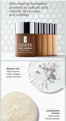 Clinique Acne Solutions Liquid Foundation Makeup W/ Salicylic Acid 1.5 CN 90