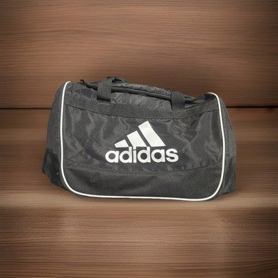 Brand New Adidas Large Black Duffel Bag Gym Travel Honeycomb White Piping Logo