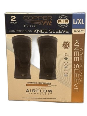 Copper Fit Elite Compression Knee Sleeve 2 Pack L/XL 16-20" Airflow Technology