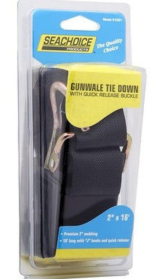 Seachoice Gunwale Tie Down Boat Strap, 16 Ft Durable Polyester J Hook