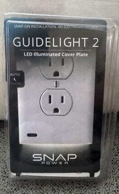 SnapPower GuideLight 2 LED Illuminated Outlet Wall Cover Plate Duplex White NIB