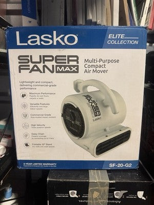 Multi-Purpose Compact Air Mover Fan, Portable, 3 Speed, Lasko Super Fan Max NEW