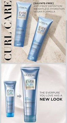 L'Oreal Paris Sulfate Free Shampoo for Curly Hair, Lightweight, Anti-Frizz Hair
