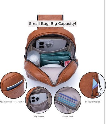 Small Sling Bag Crossbody Bags for Women Trendy Crossbody Purse Leather Chest Ba