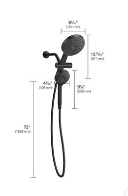 New KOHLER Claro Dual Wall-Mount Fixed and Handheld Shower Head in Matte Black