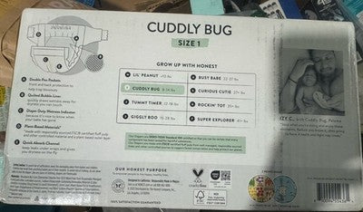 Honest Company Clean Conscious Diapers Size 1 Cuddly Bug 78 Ct Club Box NIB