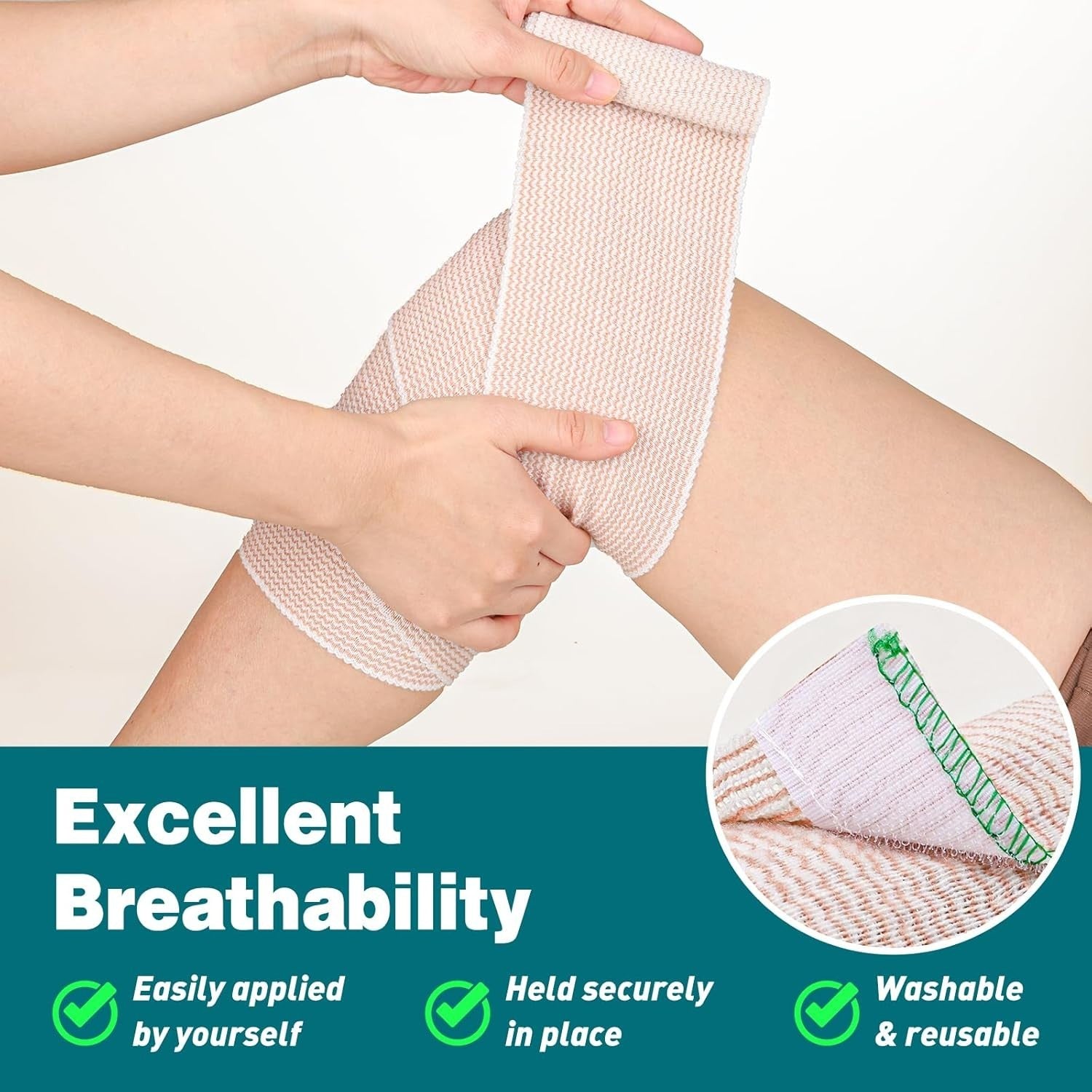 AZEN Premium 6 Pack Elastic Bandage Wrap 4 Inch Compression Wrap Bandage for Leg