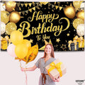 KatchOn, Black & Gold Happy Birthday Back Drop Photo Booth Banner, 72x44 Inch