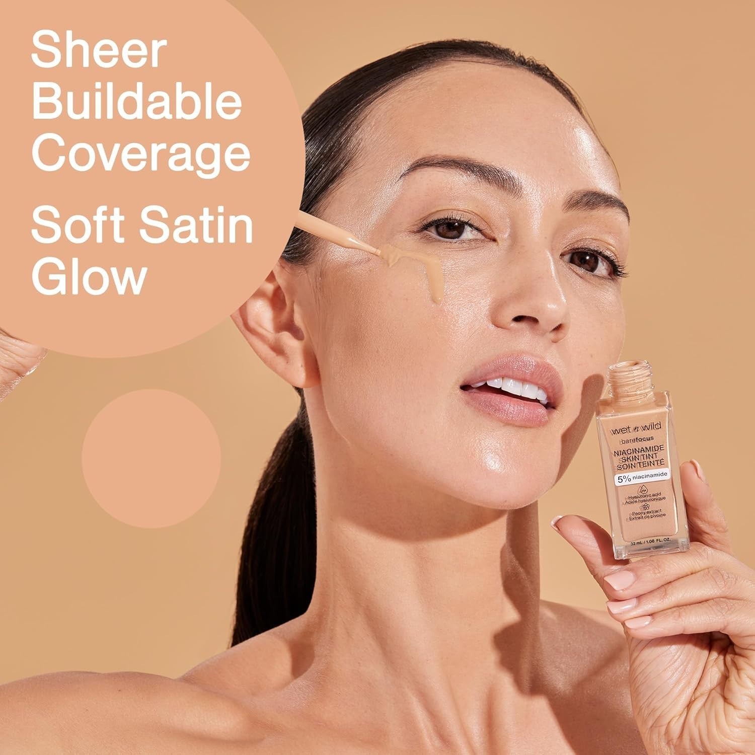 wet n wild Bare Focus Skin Tint, 5% Niacinamide Enriched, Buildable Sheer 1.08
