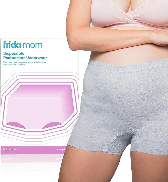 Frida Mom Postpartum Underwear Disposable Boyshort Panties, Size 28"-42" -8 pack