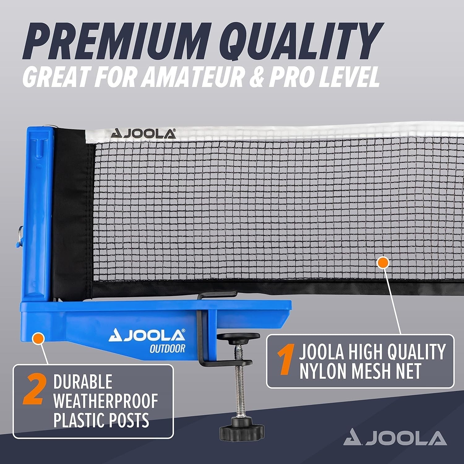 JOOLA Outdoor Weatherproof Table Tennis Net & Post Set Waterproof 72" Ping Pong