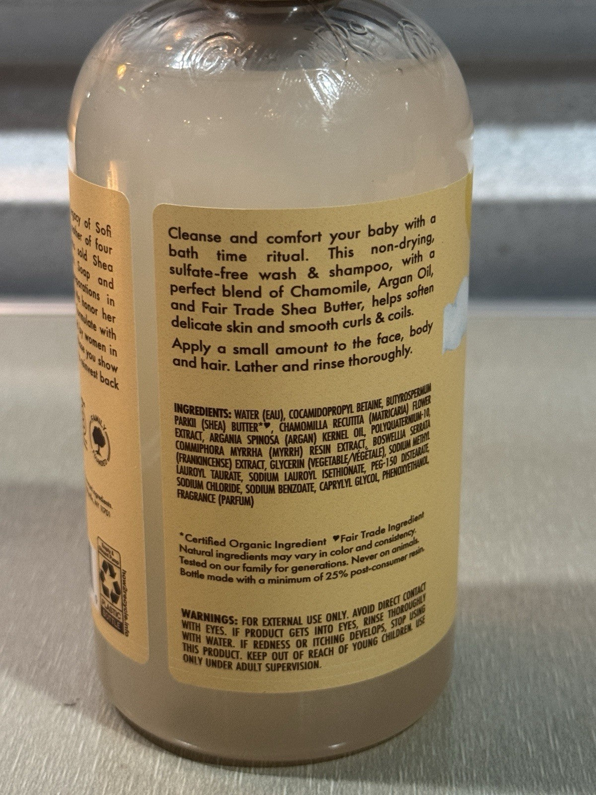 Shea Moisture Baby Wash and Shampoo 13 Fl Oz Raw Shea, Chamomile & Argan Oil